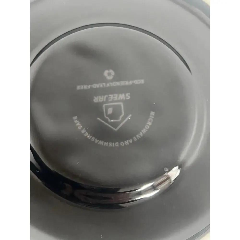 SweeJar 4 oz Espresso Cup & Saucer Set Stackable Porcelain Metal Stand Black